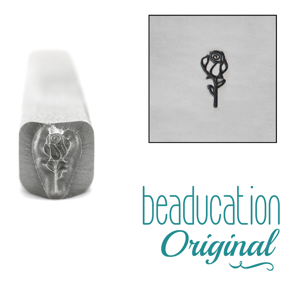 Metal Stamping Tools Rose Bud Flower Metal Design Stamp, 5.5mm - Beaducation Original